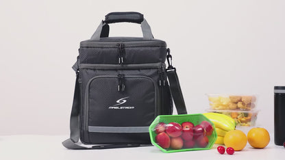 Insulated Lunch Bag for Women Men – Triple Compartment Leakproof Lunch Box with Shoulder Strap, Food-Grade PEVA Lining & 5mm Foam Insulation for Work School