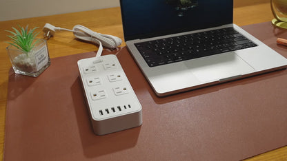 Charging Station 18-in-1 Power Strip Surge Protector 12 AC Outlets 6 USB Ports 4 USB-A 2 USB-C Flat Plug Wide Spacing Wall Mount for Home Dorm Office Travel