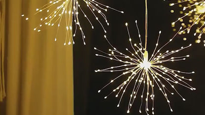 Meteor Shower Rain Lights Outdoor, 480 LED Solar Starburst Ball Lights 8 Tubes with Remote & Timer, IP44 Waterproof Falling Rain Drop Icicle String Lights for Christmas Tree Garden Party Wedding Decor