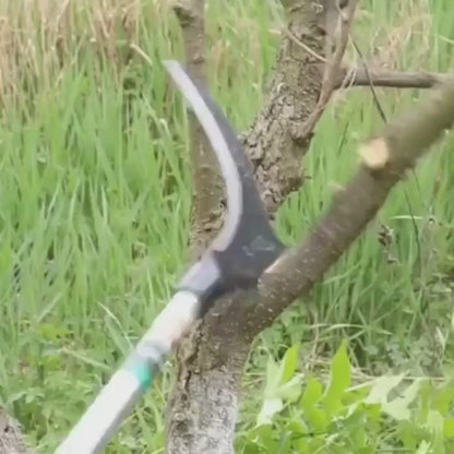 Garden Sickle Double Blade High-Manganese Carbon Steel with 39-Inch Handle, Sharp Curved Weeding Scythe for Grass Cutting, Mowing, Brush Clearing and Agricultural Use