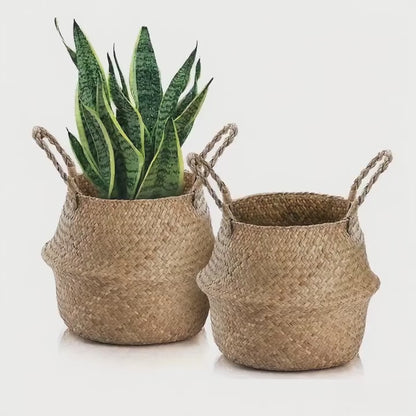 Woven Storage Baskets Set of 2 | Laundry Picnic Beach Shopping Tote