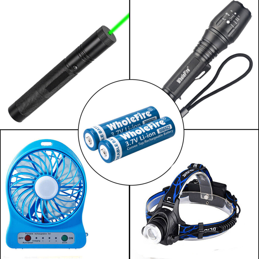 18650 Li-ion 3.7V Rechargeable Batteries – 5000mAh High Capacity Button Top Pack of 2