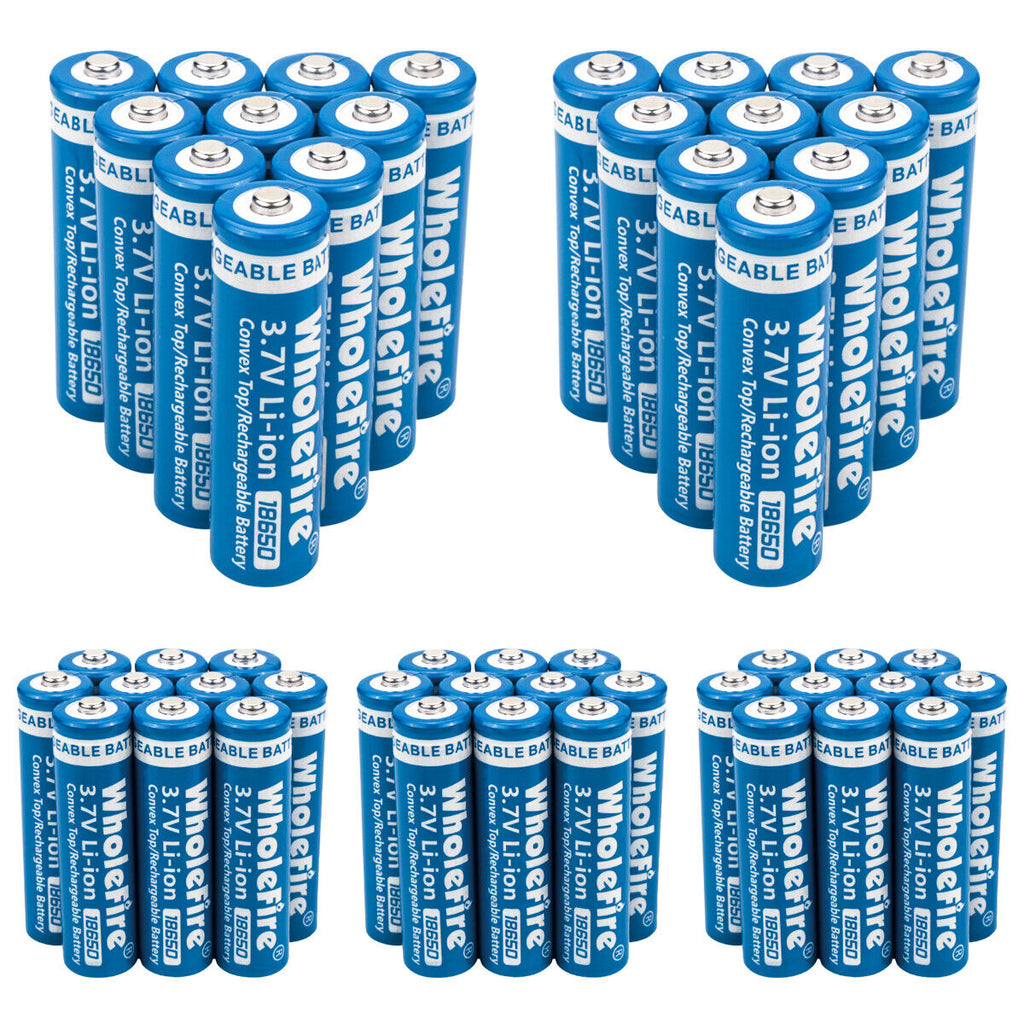 18650 Li-ion 3.7V Rechargeable Batteries – 5000mAh High Capacity Button Top Pack of 2
