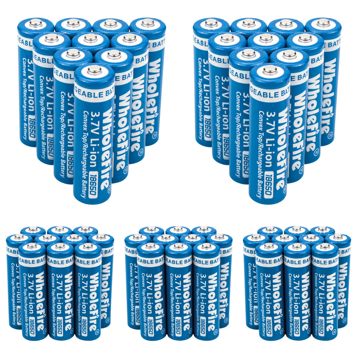 18650 Li-ion 3.7V Rechargeable Batteries – 5000mAh High Capacity Button Top Pack of 2