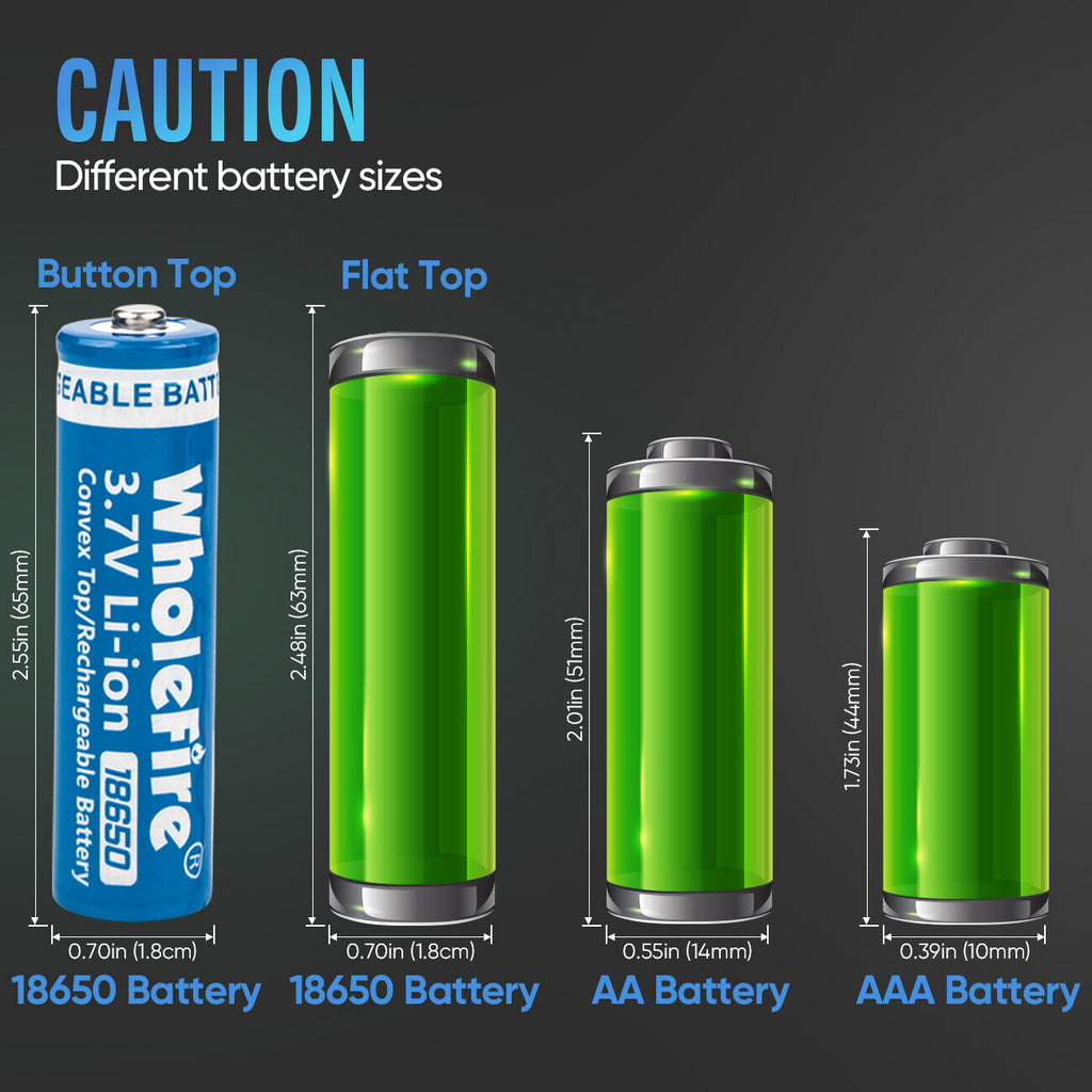 18650 Li-ion 3.7V Rechargeable Batteries – 5000mAh High Capacity Button Top Pack of 2