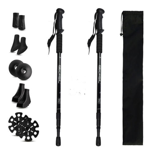 2X Trekking Poles Nordic Walking Sticks Adjustable Anti-shock Hiking Alpenstock