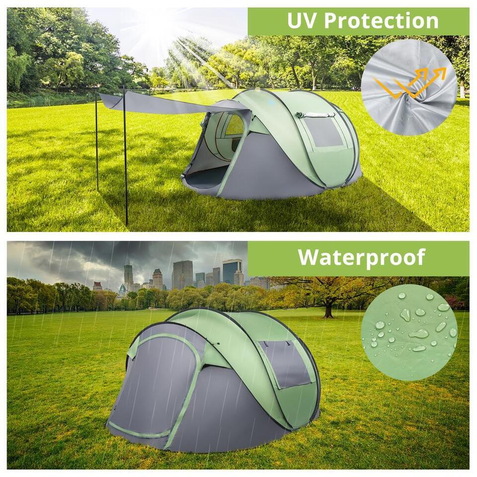 4 Person Pop-Up Camping Tent – Waterproof Automatic Instant Setup Family Tent