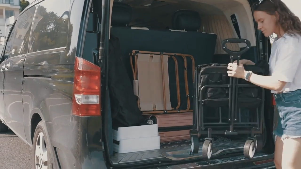 Folding Wagon Cart 360° All-Terrain Heavy Duty | Camping Beach Picnic Garden Sports Wagon with Cup Holder